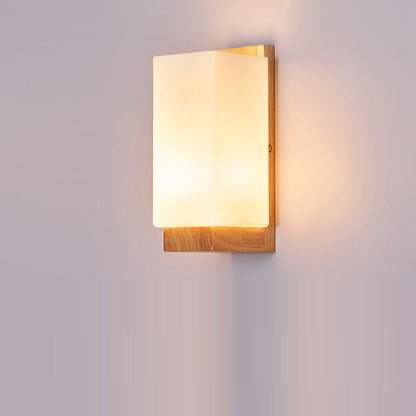 Elegant Wood Glass Wall Sconce Lighting with Soft Ambient Glow | Minimalist Design for Tranquil Spaces 3