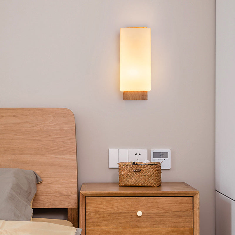 Elegant Wood Glass Wall Sconce Lighting with Soft Ambient Glow | Minimalist Design for Tranquil Spaces 6
