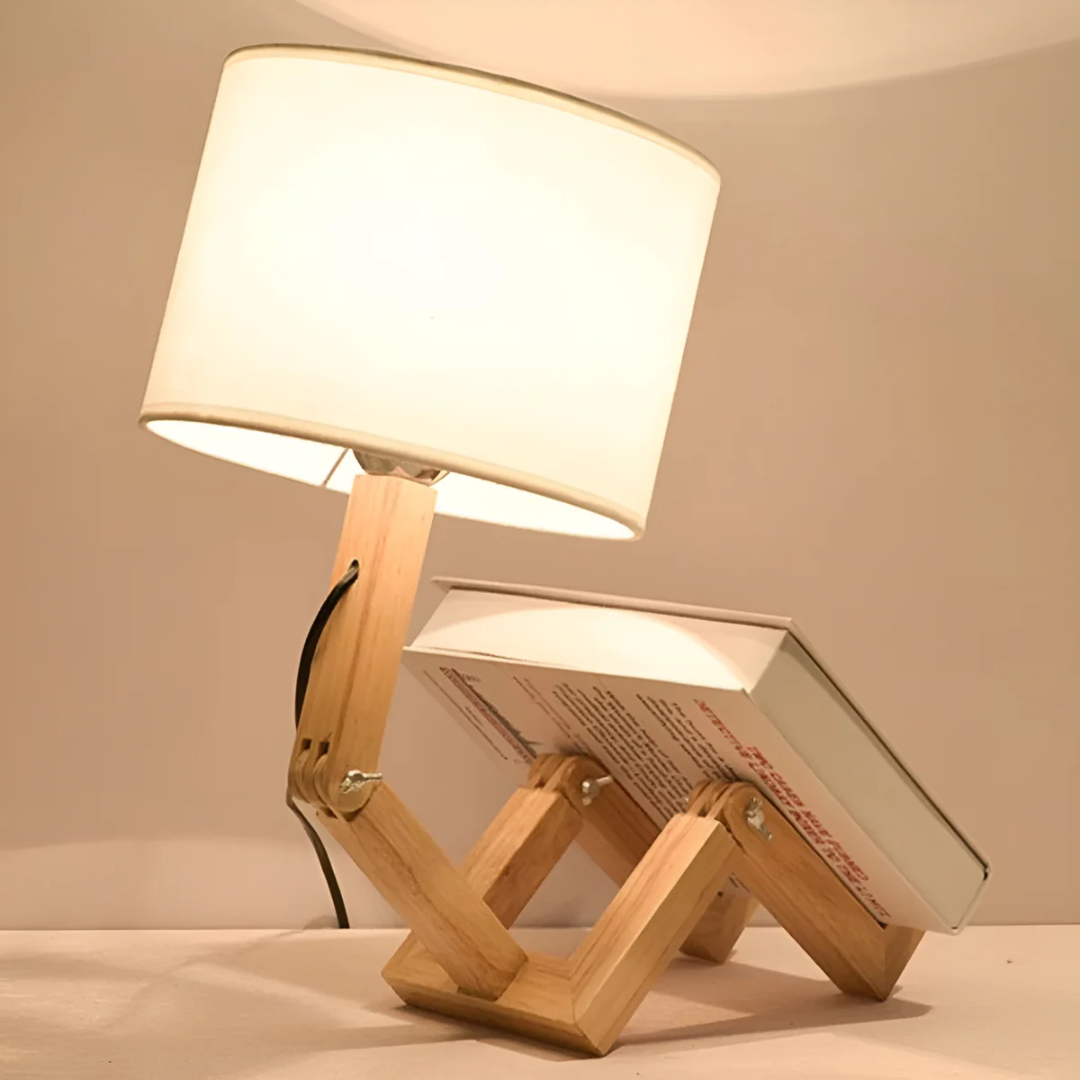 Elegant Wooden Table Lamp | Adjustable Design with Soft Fabric Shade | Perfect Bedside Lighting for Cozy Ambiance 2
