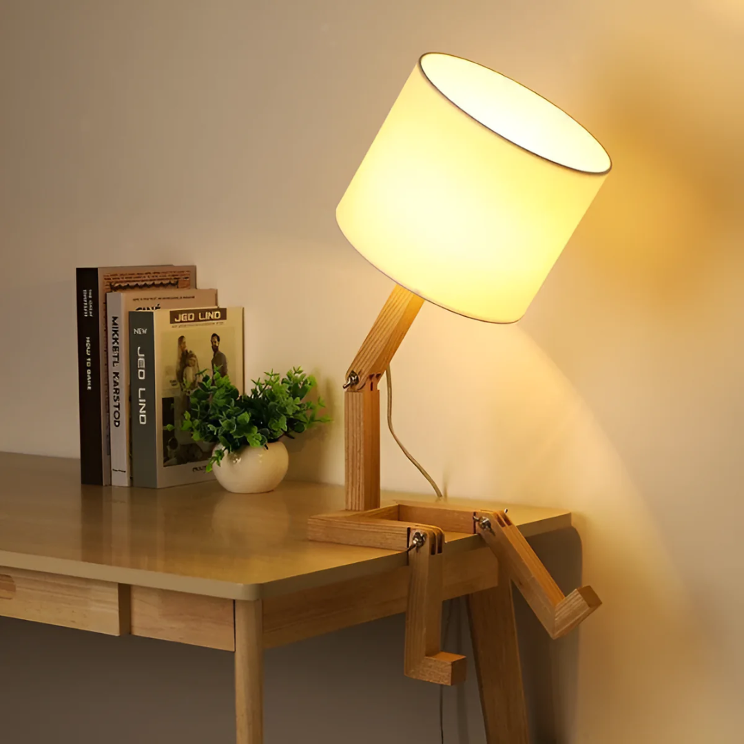 Elegant Wooden Table Lamp | Adjustable Design with Soft Fabric Shade | Perfect Bedside Lighting for Cozy Ambiance 3