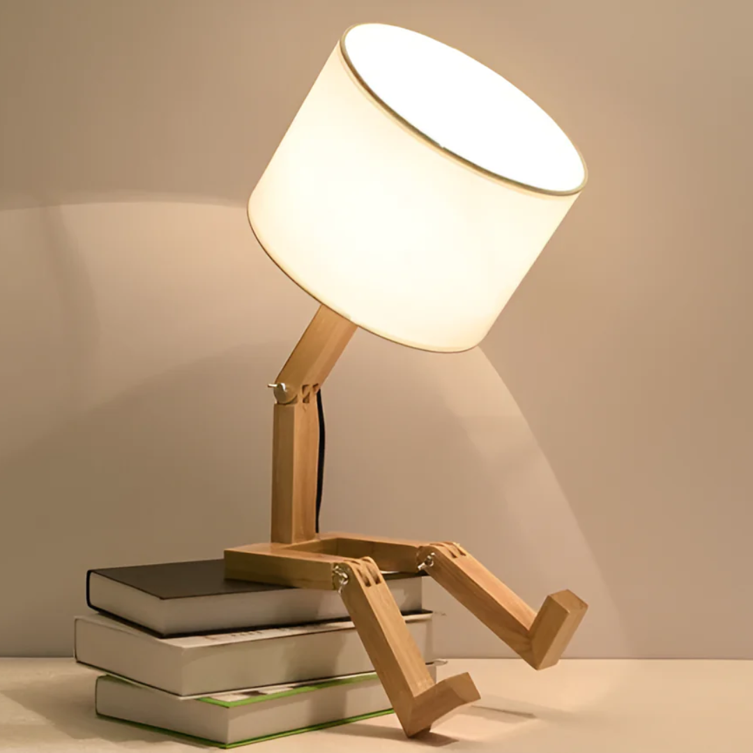 Elegant Wooden Table Lamp | Adjustable Design with Soft Fabric Shade | Perfect Bedside Lighting for Cozy Ambiance 5