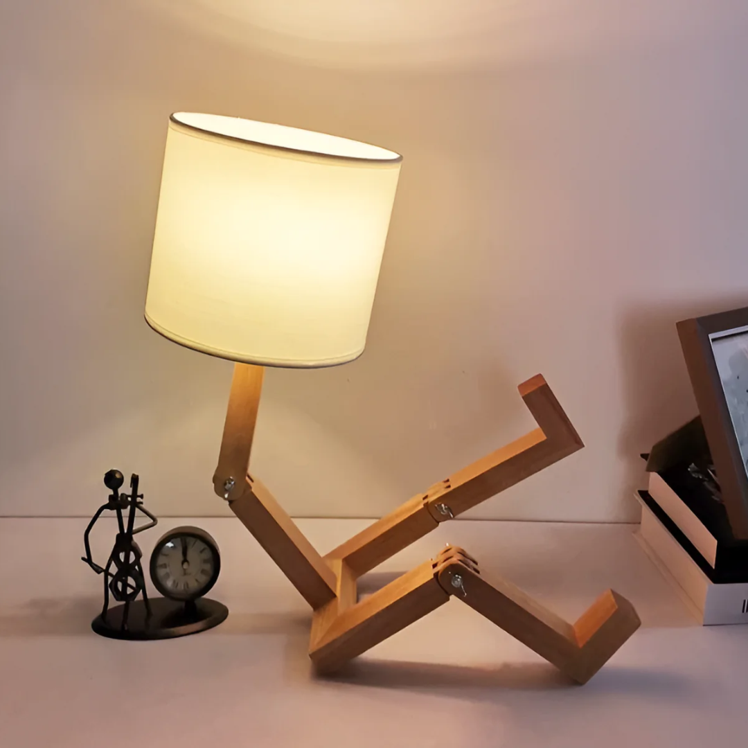 Elegant Wooden Table Lamp | Adjustable Design with Soft Fabric Shade | Perfect Bedside Lighting for Cozy Ambiance 6