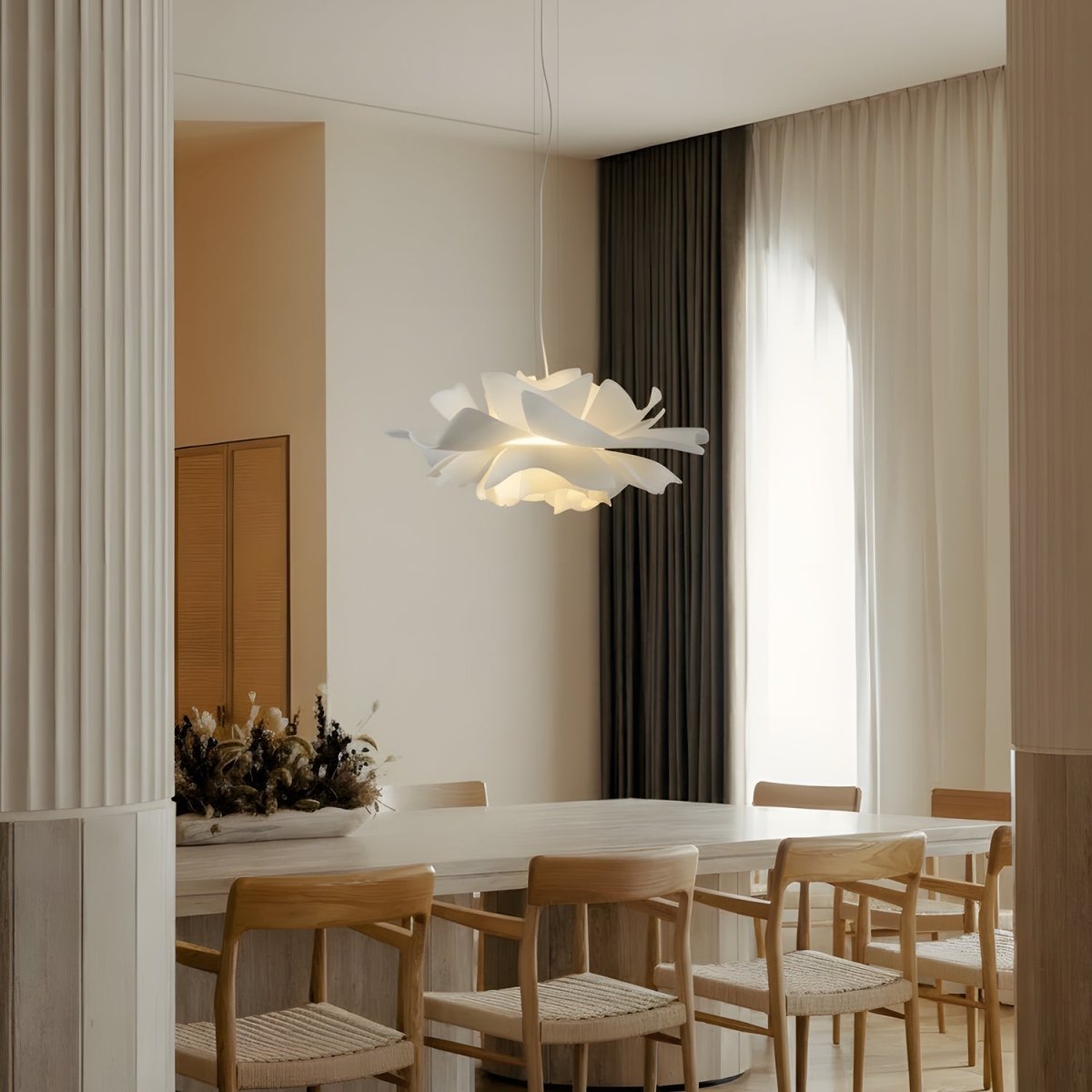 Ceiling Lights, Lotus Pendant Light for Dining Room Lighting, White Hanging Light for Living Room, Lotus Lamp