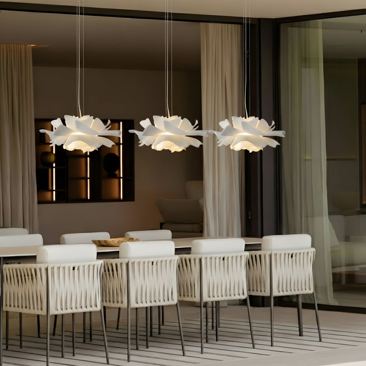 Ceiling Lights, Lotus Pendant Light for Dining Room Lighting, White Hanging Light for Living Room, Lotus Lamp