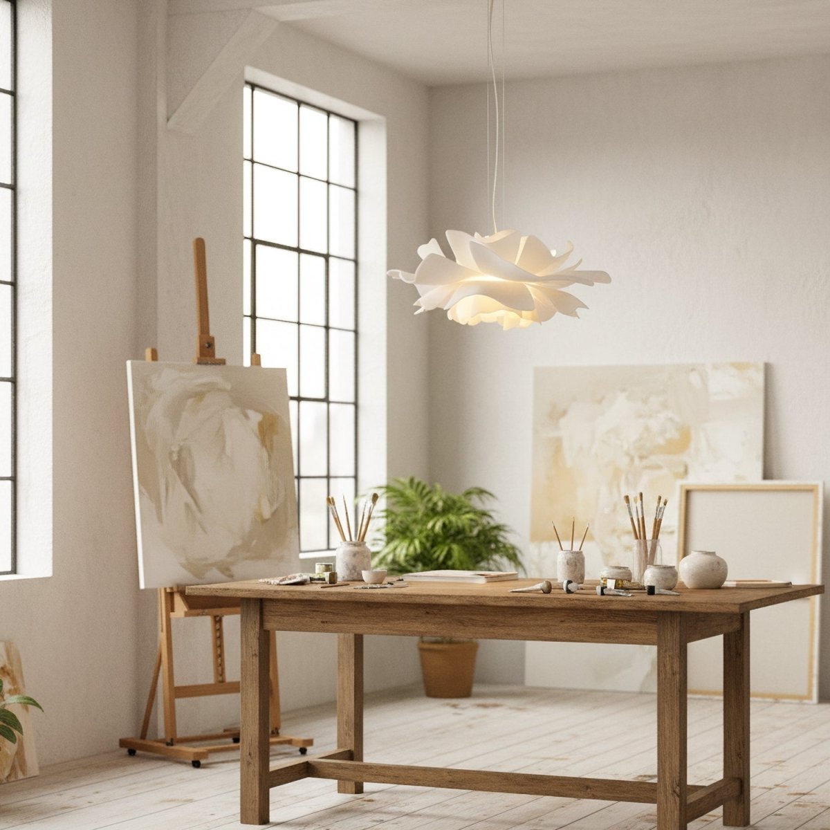Ceiling Lights, Lotus Pendant Light for Dining Room Lighting, White Hanging Light for Living Room, Lotus Lamp_03
