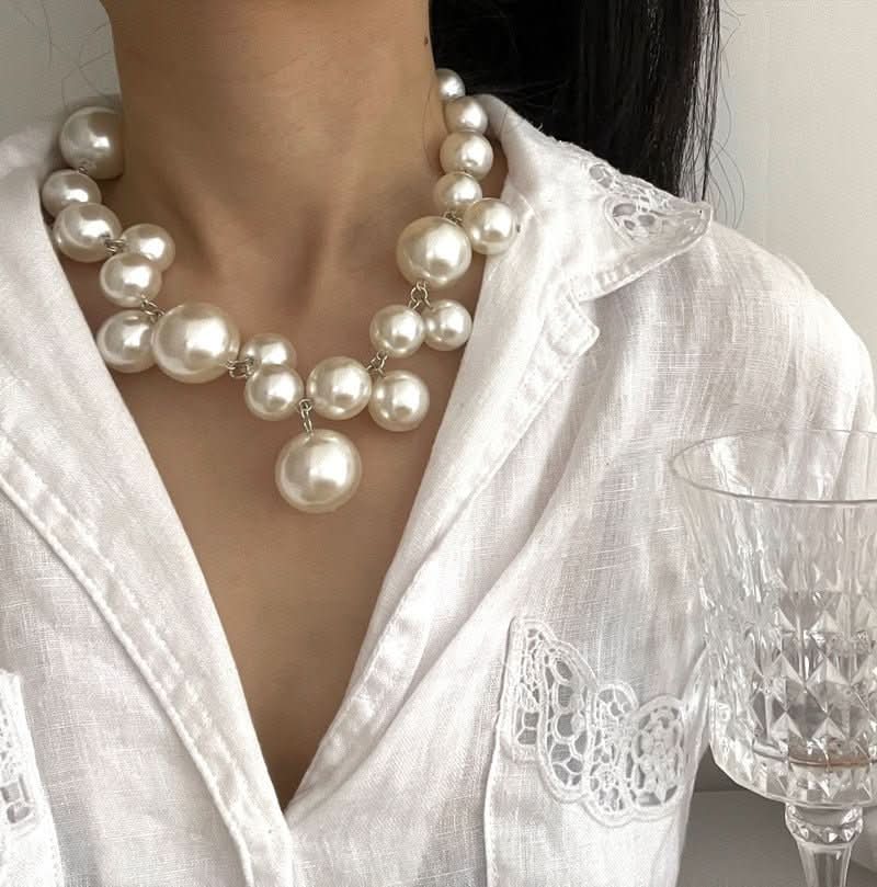Pearl Necklace for Women, Faux Pearl Necklace with Lobster Clasp, Beaded Necklace, Costume Jewellery