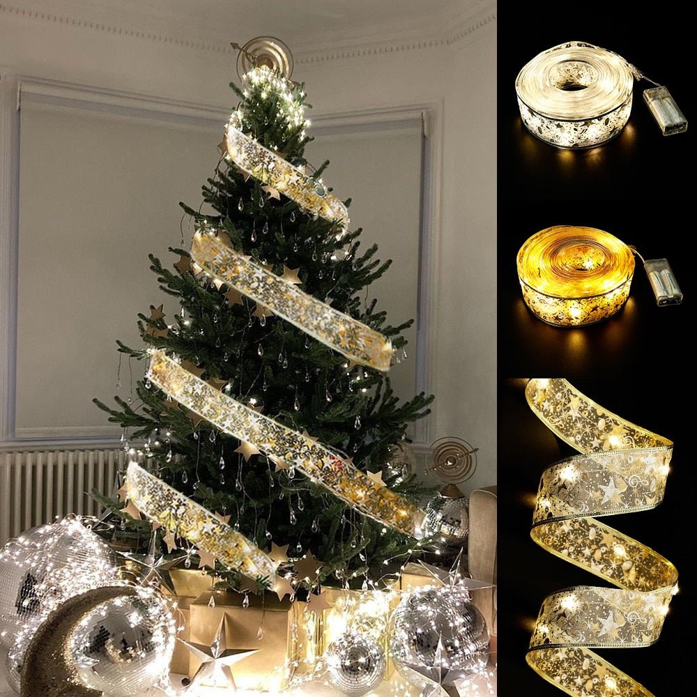 LED Christmas Lights Double Layer, Christmas Tree Lights Warm or Coloured, Copper Wire Fairy Lights for Christmas Decor