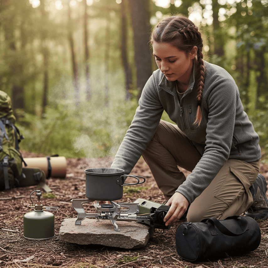 Camping Stove with Gas, Portable Gas Stove Camping Set with Butane Gas Canister and Carrying Bag, Camping Cooker 2.2 kW