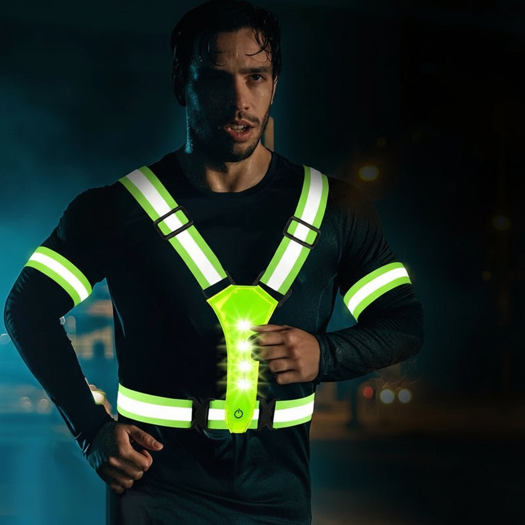 Running Vest with Lights, USB Rechargeable LED Vest for Running and Cycling, Reflective Running Gilet for Hiking