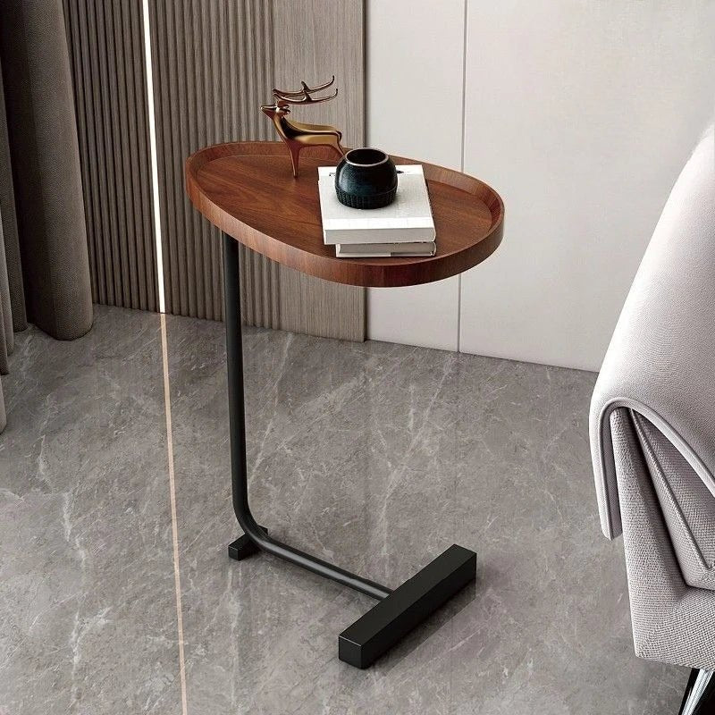 Small Side Tables, C Shaped Side Table for Sofa, Over Bed Table with Metal Frame for Living Room and Bedroom_02