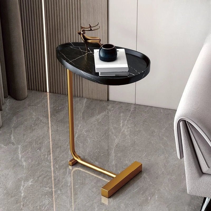 Small Side Tables, C Shaped Side Table for Sofa, Over Bed Table with Metal Frame for Living Room and Bedroom_08