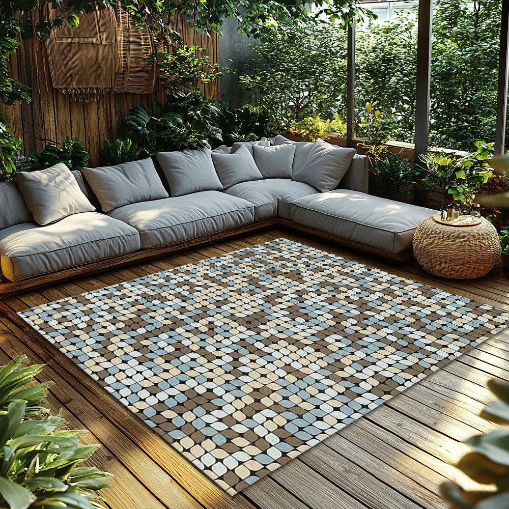 Living Room Rugs, Soft Flannel Geometric Rug with Non Slip Backing