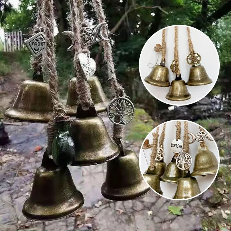 Wind Chimes, Witch Bells for Door with Tree of Life Charm and Brass Bells, Witchy Gifts, Housewarming Gift_03