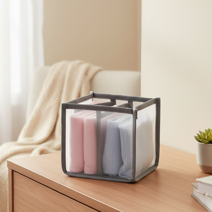 Wardrobe Organisers, Drawer Organiser Set with Grid Compartments, Clothes Storage for Drawers and Wardrobes