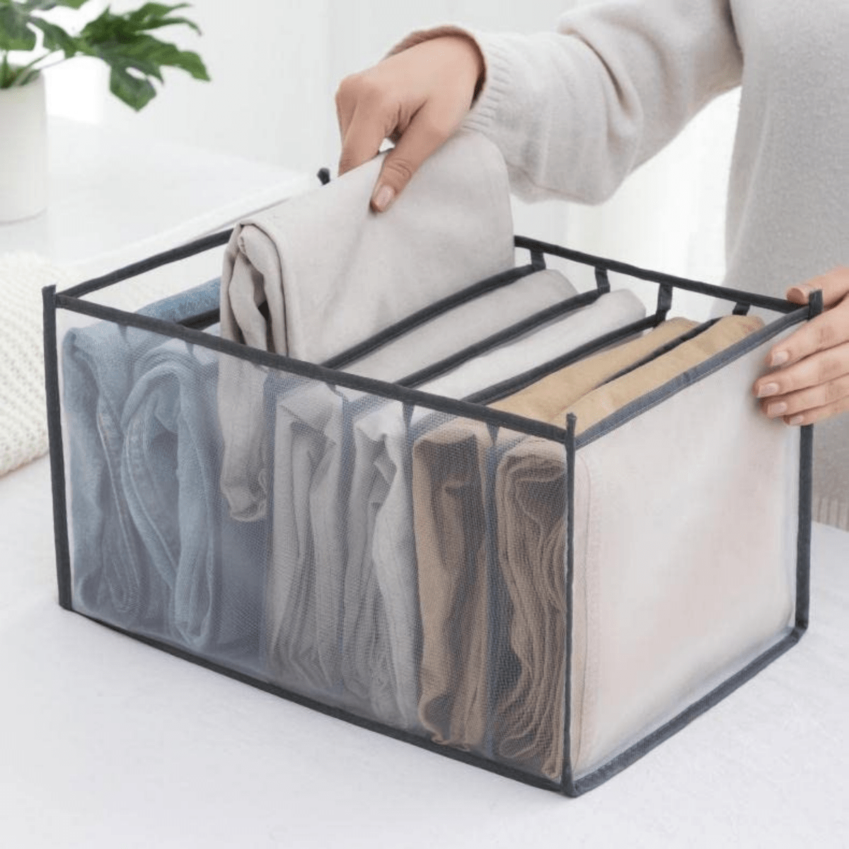 Wardrobe Organisers, Drawer Organiser Set with Grid Compartments, Clothes Storage for Drawers and Wardrobes