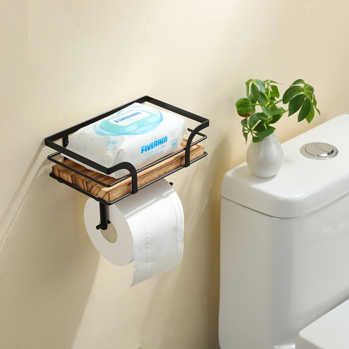 Wall Shelf, Wrought Iron Bathroom Shelf with Towel Rack, Wall Mounted Towel Holder, Decorative Bathroom Storage_04