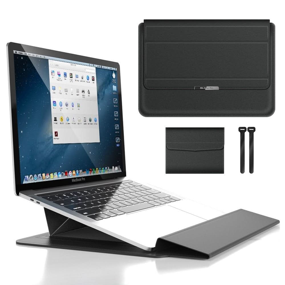 Laptop Sleeve, PU Leather Cover with Wrist Rest and Laptop Stand – image 9