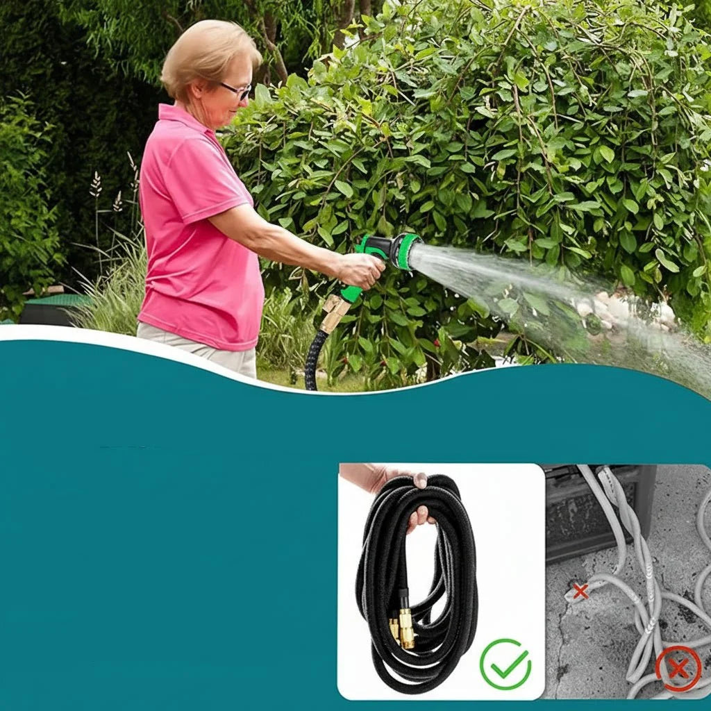 Expandable Hose Pipe, Expanding Garden Hose up to 30 m with Spray Gun