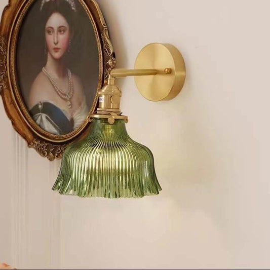 FloraBrass | Elegant Vintage Green Glass Wall Light Fixture 0