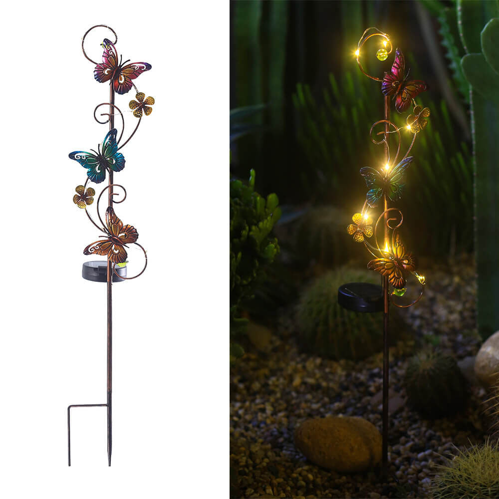 FloraGlow | Charming Vintage Solar Garden Stake Light with Butterfly Design 6