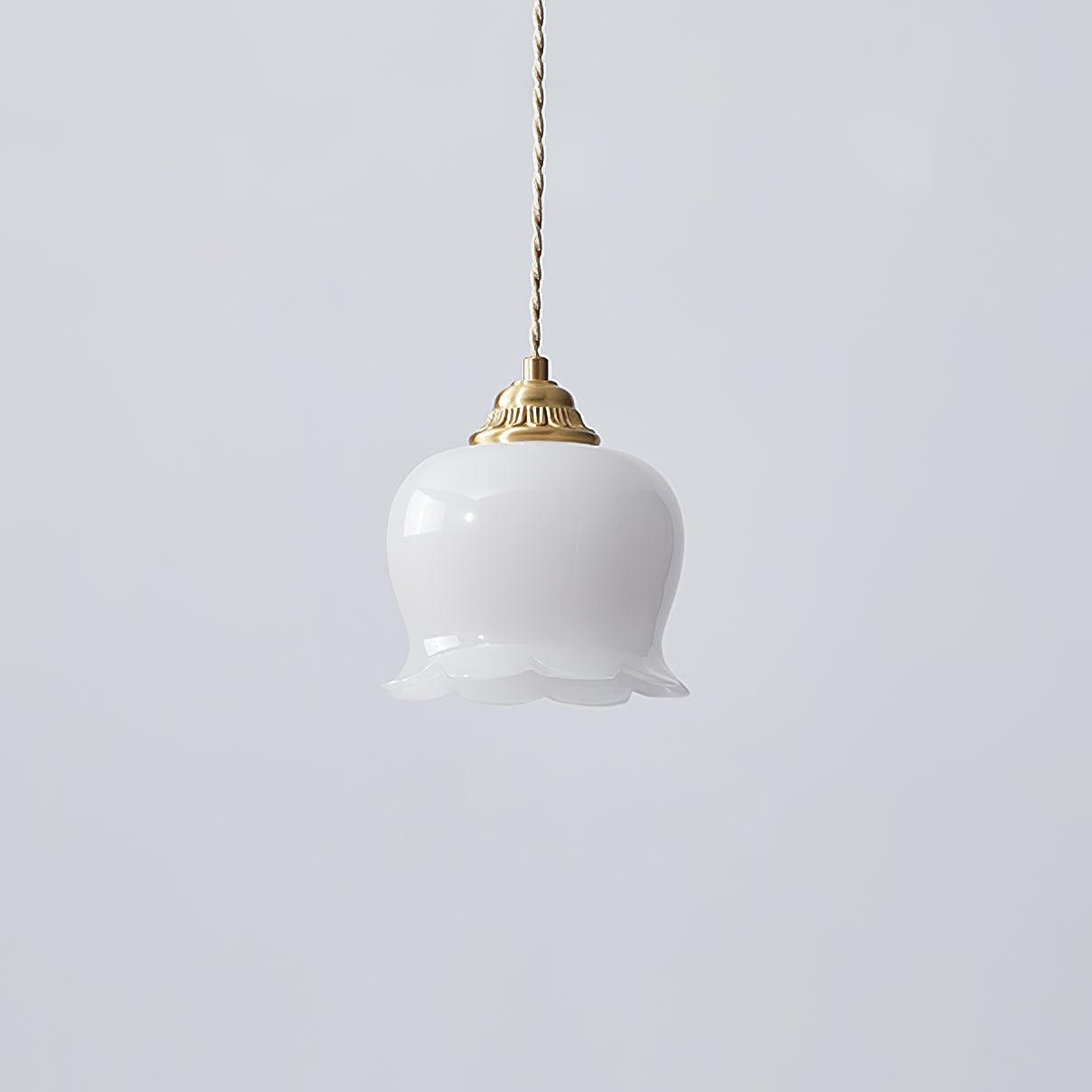 FloralGlow | Elegant Vintage Brass Glass Pendant Light Fixture 0