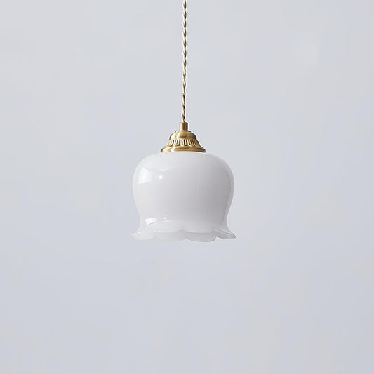 FloralGlow | Elegant Vintage Brass Glass Pendant Light Fixture 0