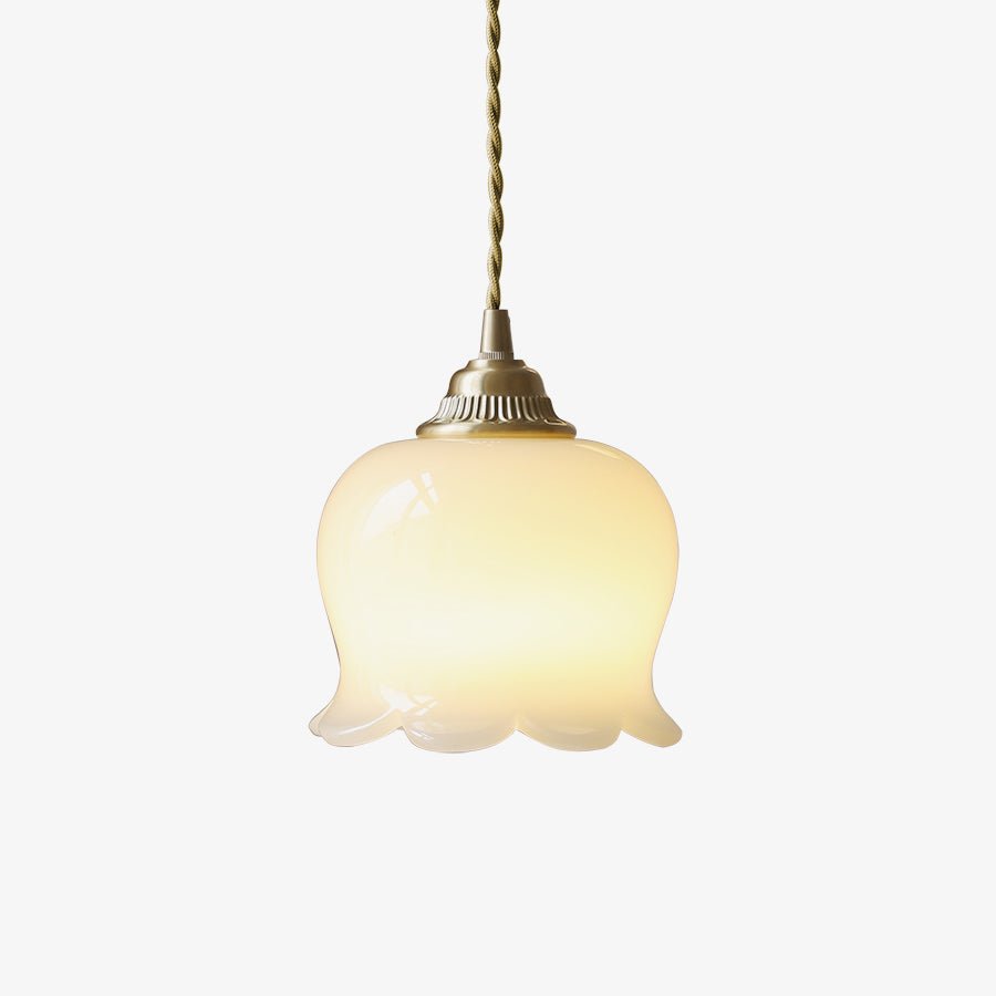 FloralGlow | Elegant Vintage Brass Glass Pendant Light Fixture 2