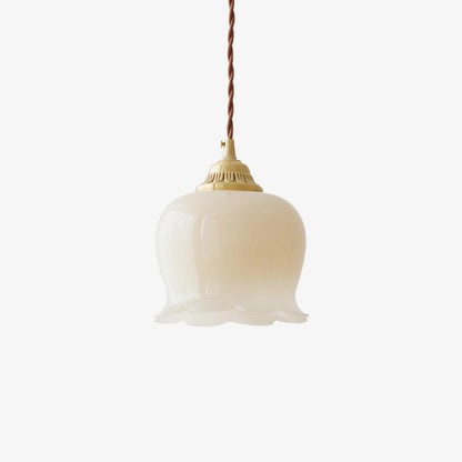 FloralGlow | Elegant Vintage Brass Glass Pendant Light Fixture 9