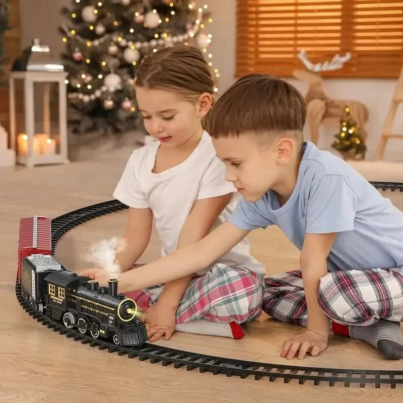 Christmas Train Set, Electric Childrens Train Set with Flexible Tracks, Battery Operated Toy Railway_02