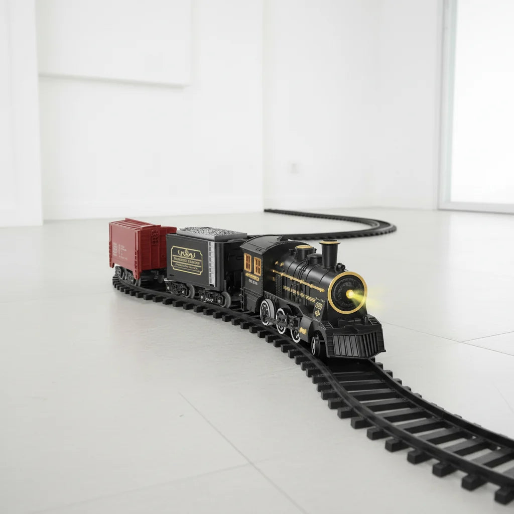 Christmas Train Set, Electric Childrens Train Set with Flexible Tracks, Battery Operated Toy Railway