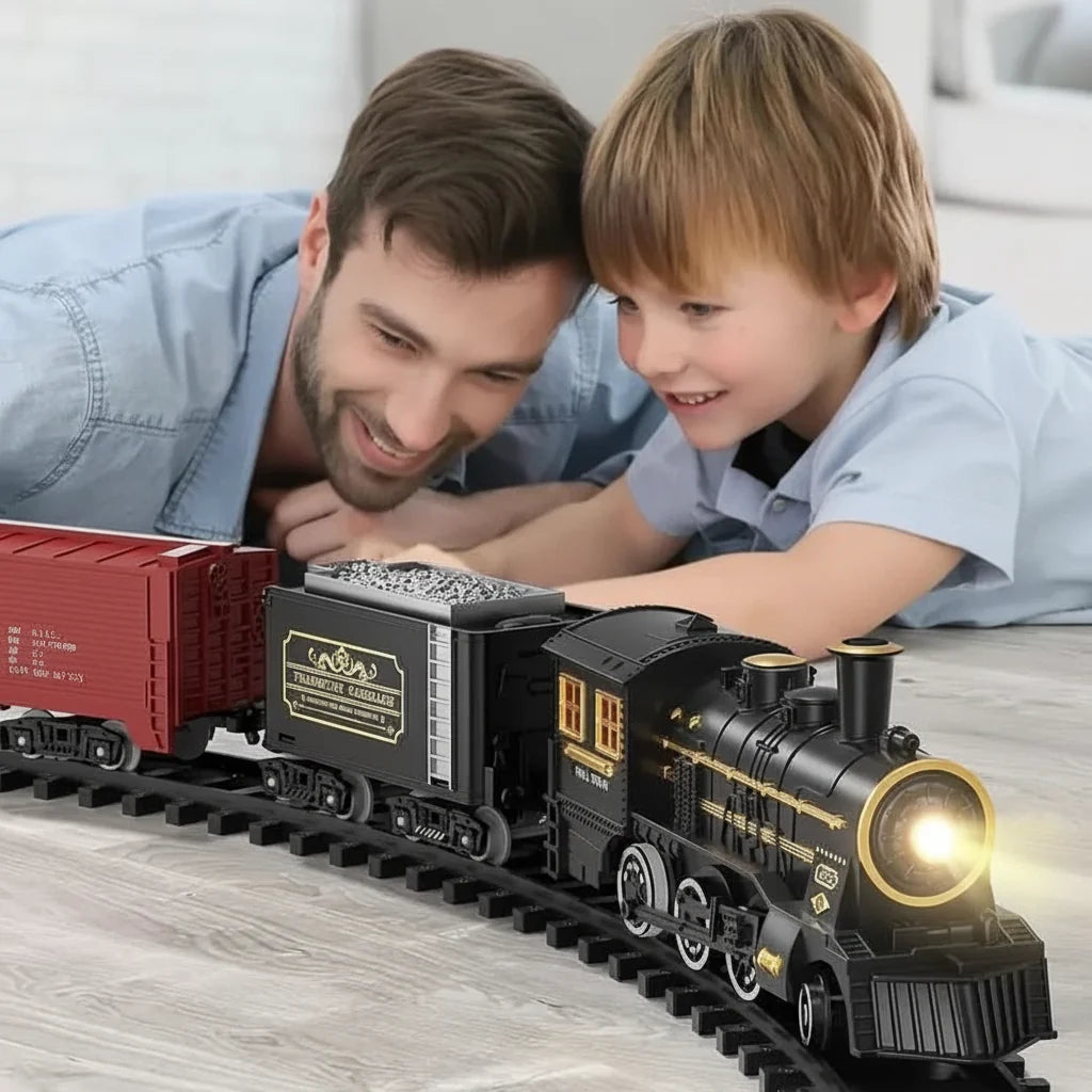 Christmas Train Set, Electric Childrens Train Set with Flexible Tracks, Battery Operated Toy Railway_01