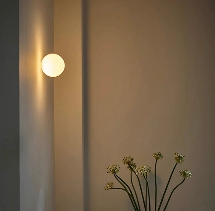 Frosted Globe Wall Sconce | Modern LED, Metal Base, Two Sizes 3