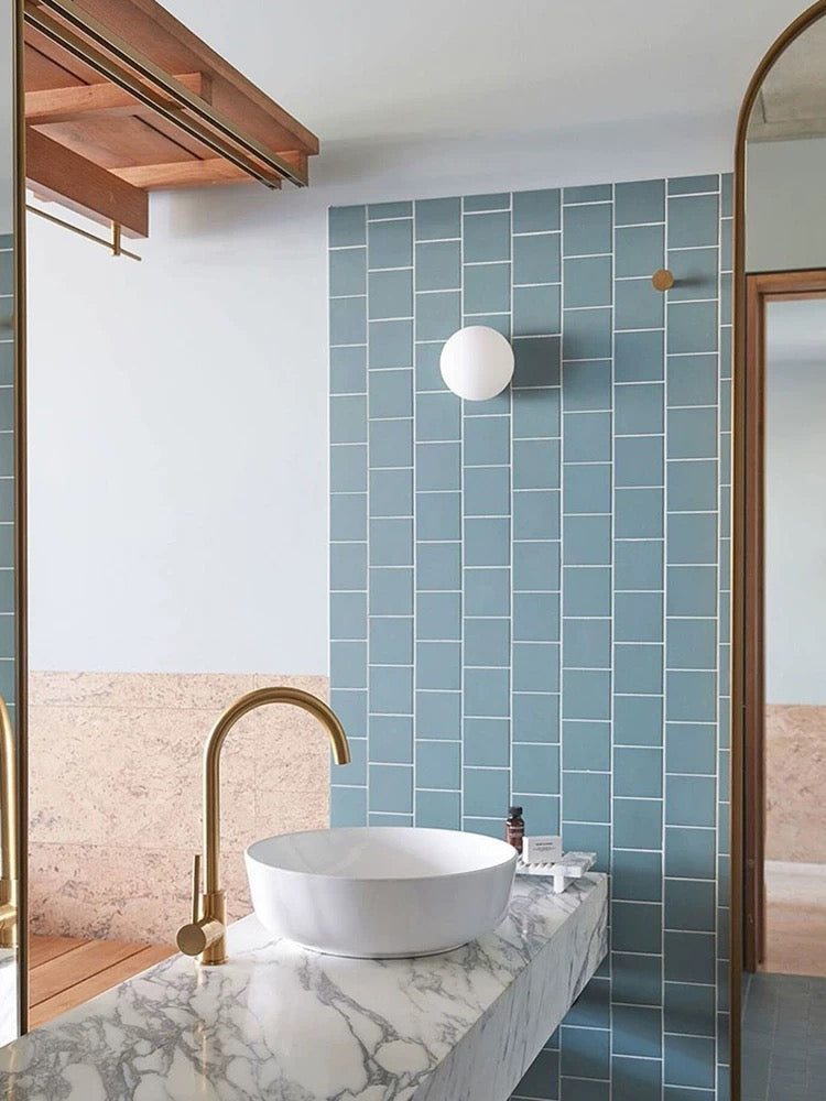 Frosted Globe Wall Sconce | Modern LED, Metal Base, Two Sizes 4