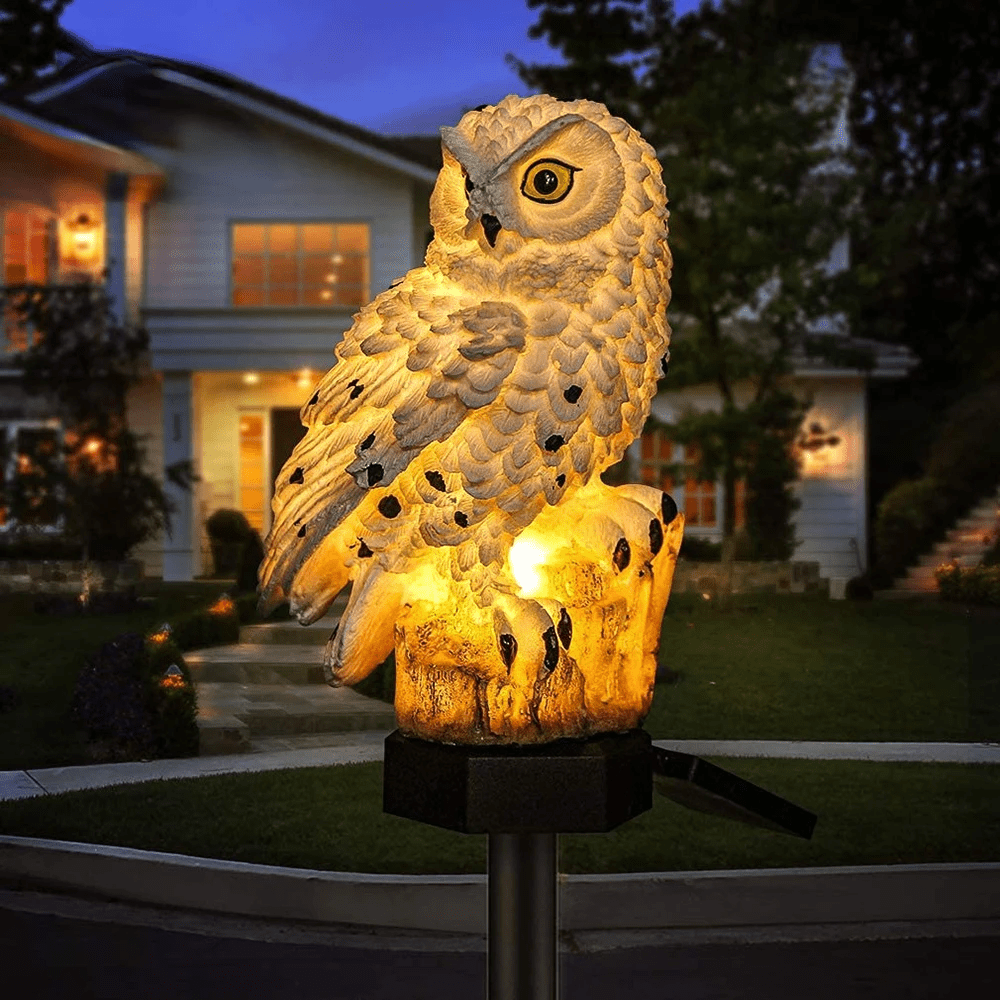 Solar Garden Lights, Owl Garden Ornament with LED Light, Outdoor Solar Light, Waterproof Garden Decorations