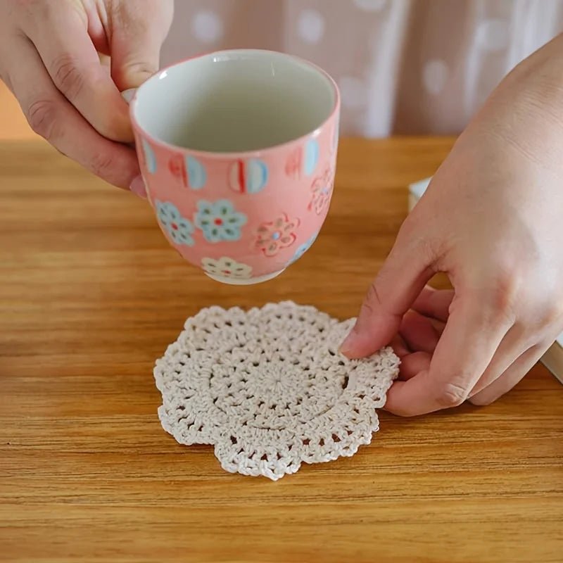 Crochet Drink Coasters, Boho Vintage Home Decor and Housewarming Gift – image 7
