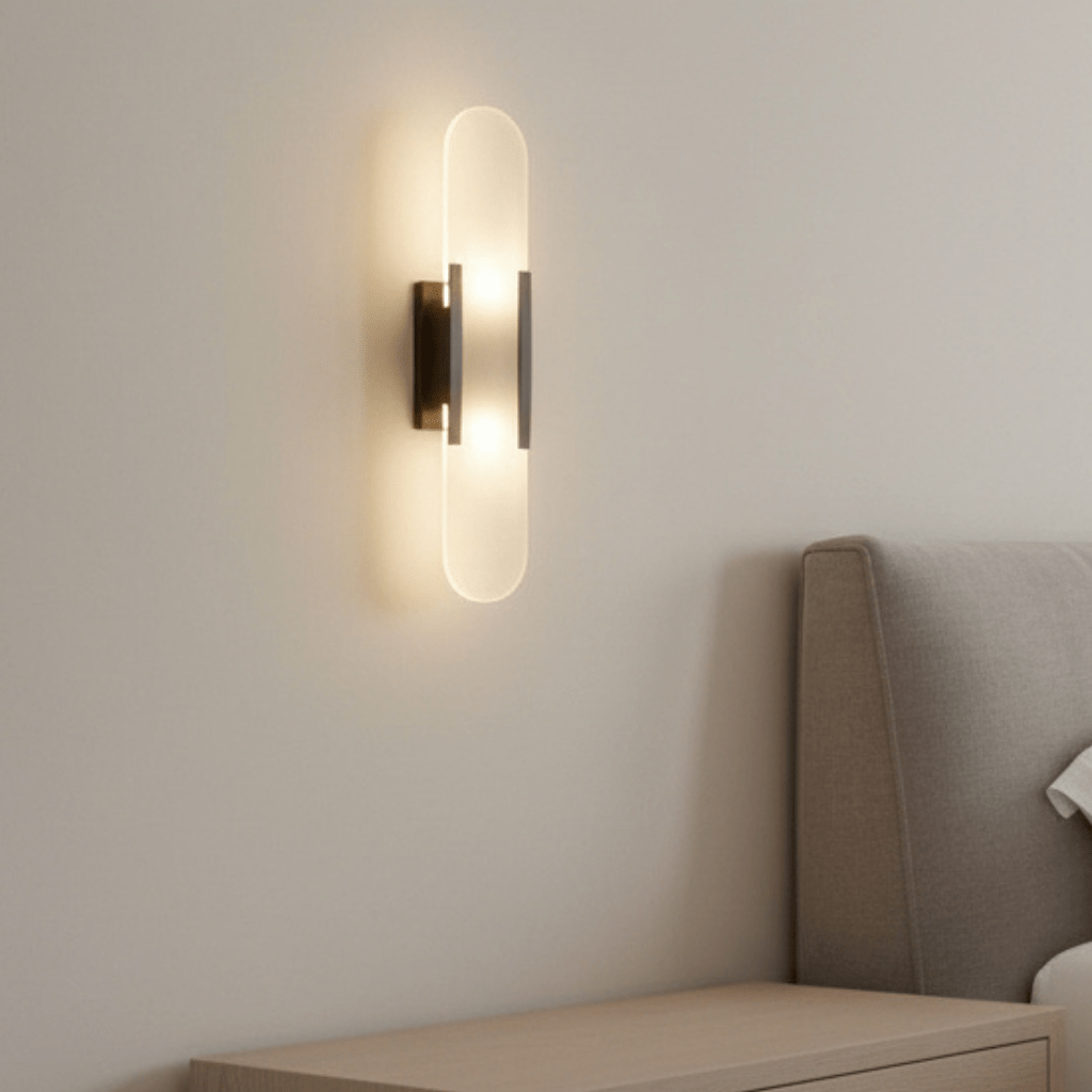 Living Room Wall Light, LED Wall Lamp in Black and Gold, Modern Wall Sconce with Push Button Switch