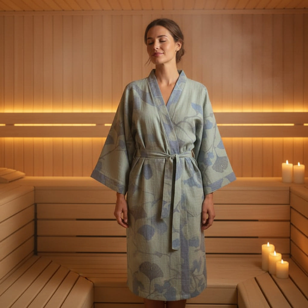 Kimono Dressing Gown, Lightweight Dressing Gown in Organic Cotton Gauze