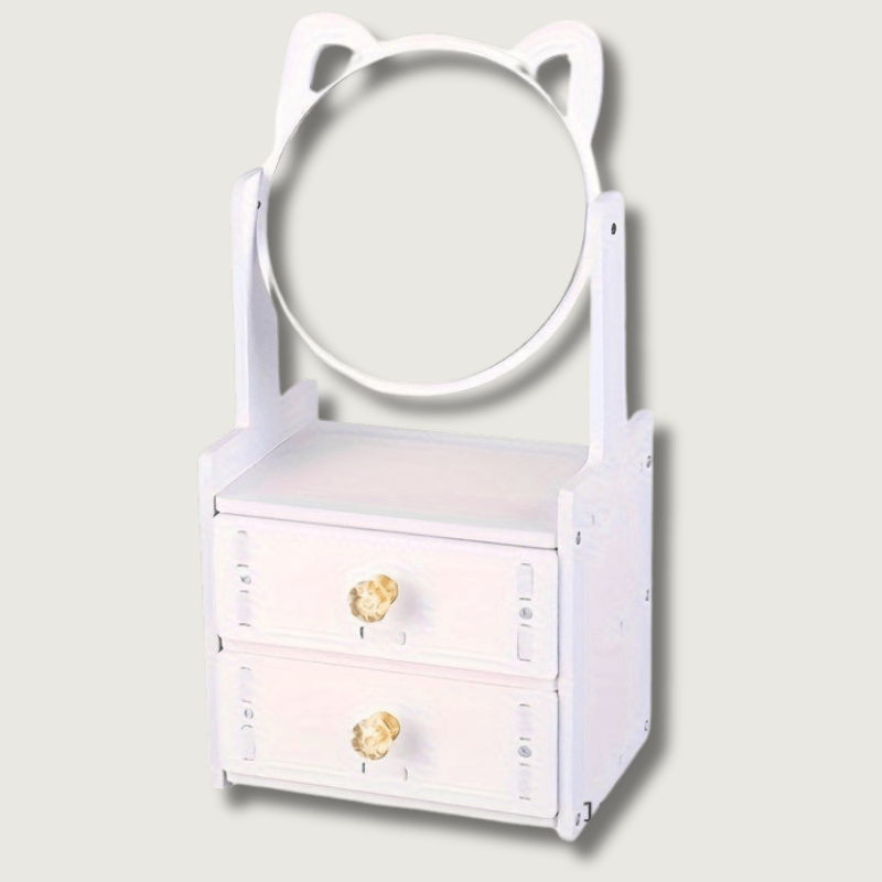 Vanity Mirror with Storage, Dressing Table Mirror with Drawer, Makeup Mirror with Cosmetic Storage, Makeup Organiser_01
