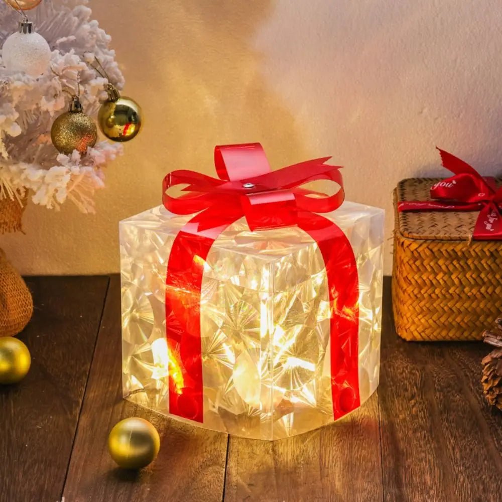 Light Up Christmas Gift Box with 100 Warm White LEDs, Outdoor Christmas Decorations, Christmas Table Decorations