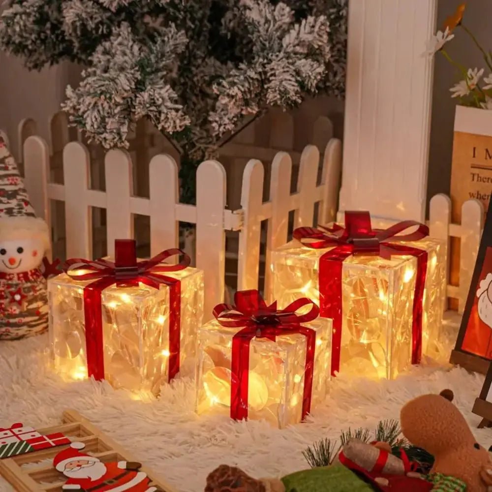 Light Up Christmas Gift Box with 100 Warm White LEDs, Outdoor Christmas Decorations, Christmas Table Decorations_06