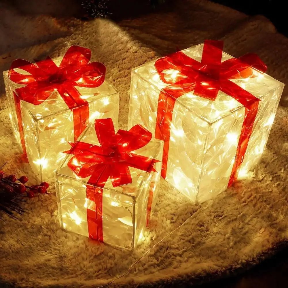Light Up Christmas Gift Box with 100 Warm White LEDs, Outdoor Christmas Decorations, Christmas Table Decorations_07