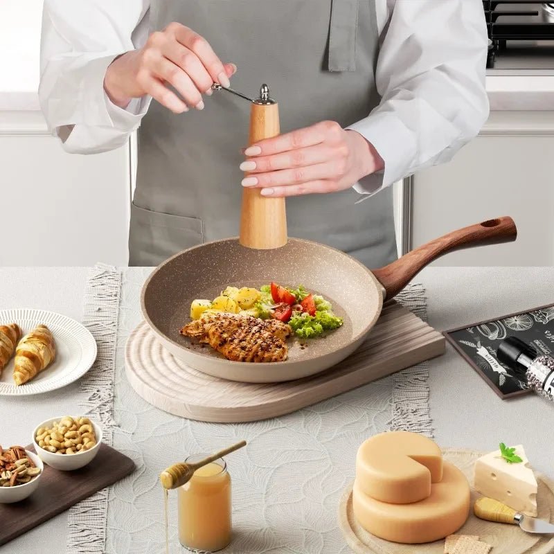 Non Stick Skillet with Granite Coating, Granite Frying Pan for Induction Hob, Aluminium Frying Pan for Gas and Electric