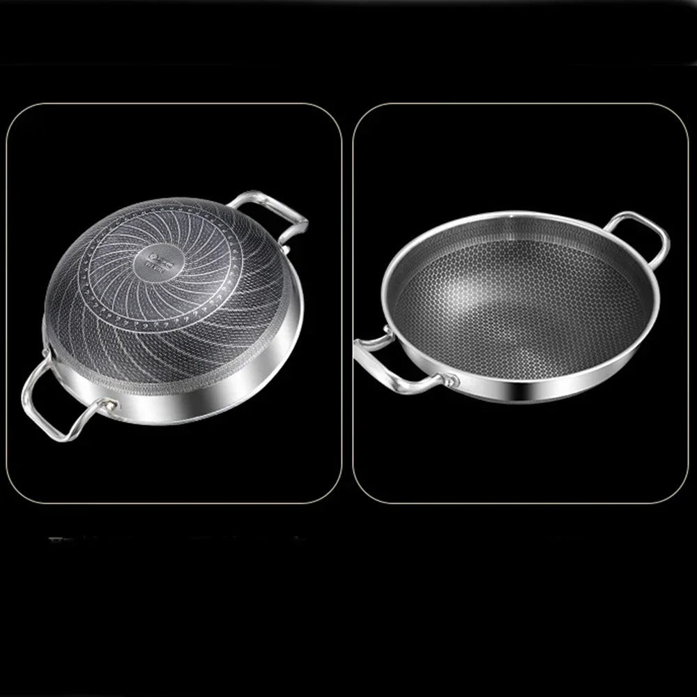 Stainless Steel Pan, 32 cm Non Stick Frying Pan with Honeycomb Base, Stainless Steel Skillet for Induction and Gas Hobs_06