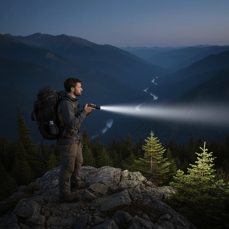 Rechargeable Torch, Super Bright LED Flashlight with Zoom, Powerful Hunting Torch for Camping and Emergencies