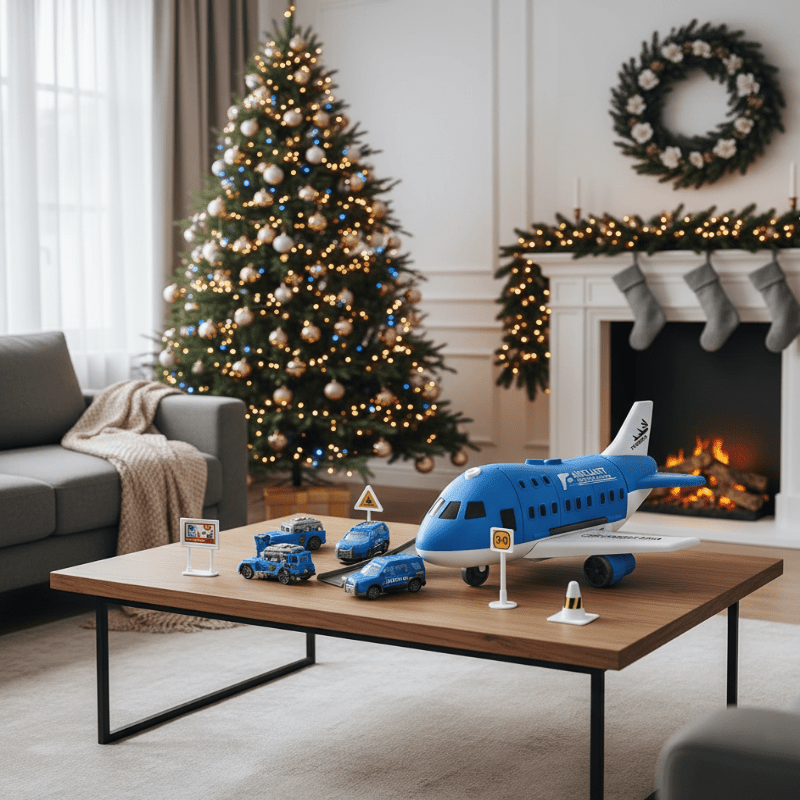 Aeroplane Toy Playset with Mini Cars and Road Signs, Helicopter Toy, Friction Toy Plane for Kids_02