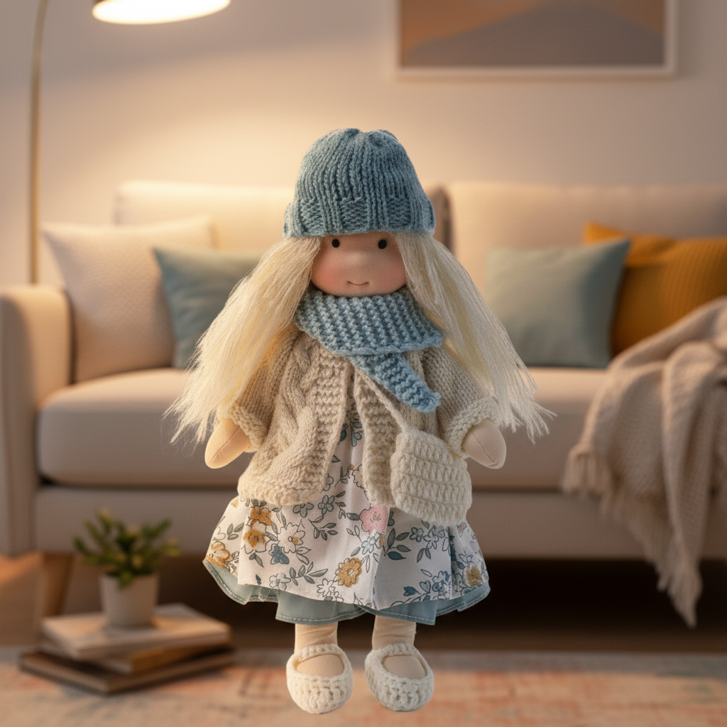 Waldorf Doll Handmade, Soft Doll with Cotton and Plush Body, Kids Toys for Creative Play, Soft Toy for Imaginative Play_37