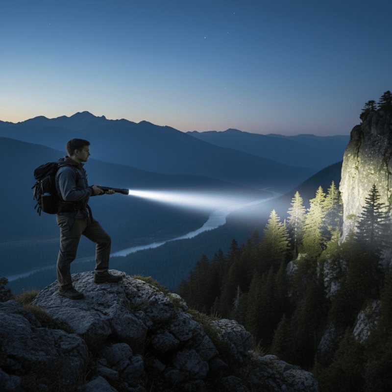 Rechargeable Torch, Super Bright LED Flashlight with Zoom, Powerful Hunting Torch for Camping and Emergencies