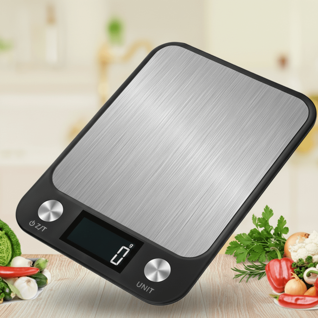 Kitchen Weighing Scales Compact, Digital Kitchen Scale with Stainless Steel Platform, Small Food Scales in Grams and ml_00