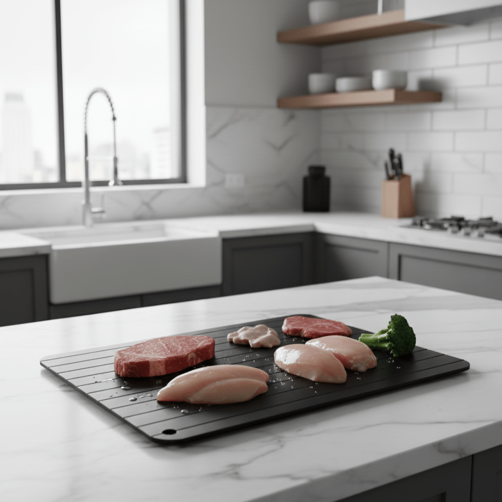 Defrosting Tray for Frozen Meat and Fish, Aluminium Thawing Tray, Defrosting Board for Fast Thawing, Kitchen Gadgets
