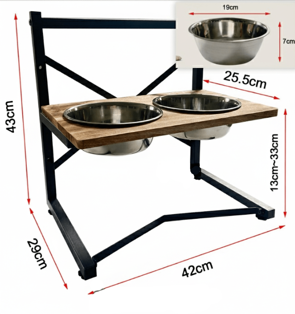 Dog Feeding Station with Stainless Steel Bowls, Dog Food and Water Bowls for Large Dogs